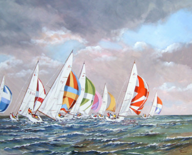 Peinture intitulée "Les voiliers" par David Fousse, Œuvre d'art originale, Huile