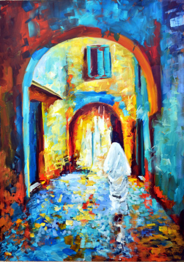 Painting titled "Tunis toute l'histo…" by Nejib Zneidi, Original Artwork, Oil