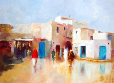 Painting titled "la-grande-place" by Nejib Zneidi, Original Artwork, Oil