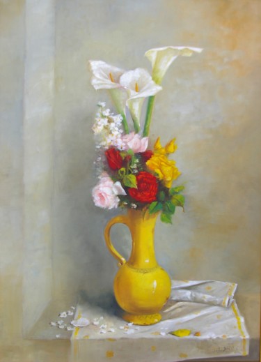Pintura intitulada "le-bouquet" por Nejib Zneidi, Obras de arte originais, Óleo