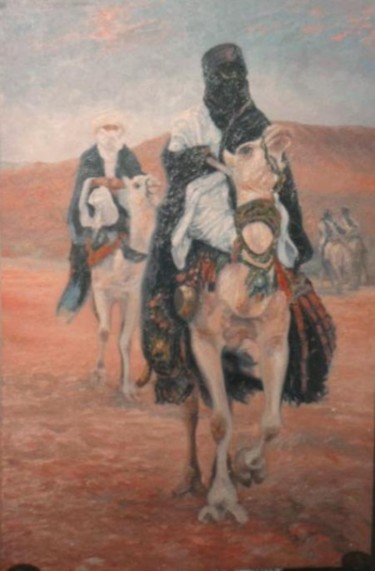 Peinture intitulée "toile les touarègues" par Nouredinebouzidiart, Œuvre d'art originale