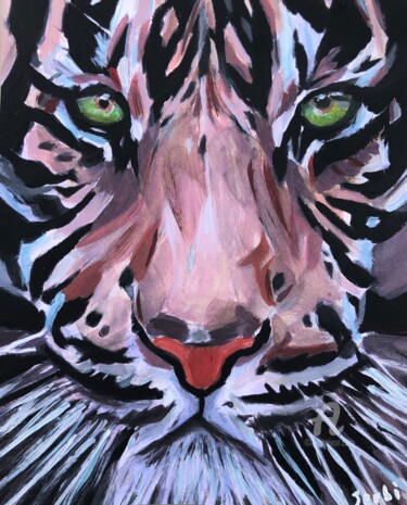 Peinture intitulée "Tigre de Bengale (a…" par Anis Jerbi, Œuvre d'art originale, Acrylique Monté sur Châssis en bois