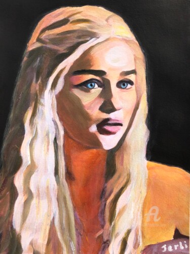 Peinture intitulée "Portrait Daenerys (…" par Anis Jerbi, Œuvre d'art originale, Acrylique