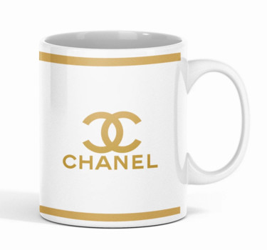 Design intitulée "Tasse Chanel gold" par Tomiko, Œuvre d'art originale, Art de la table