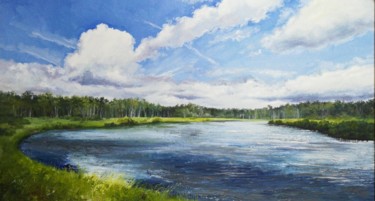 Painting titled ""The River"" by Galina Ivanova, Original Artwork, Oil