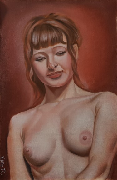 Painting titled "Rochelle" by Felipe Pereira, Original Artwork, Oil Mounted on Wood Panel