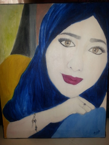 Painting titled "lost in her eyes" by Rabab Ben, Original Artwork, Oil