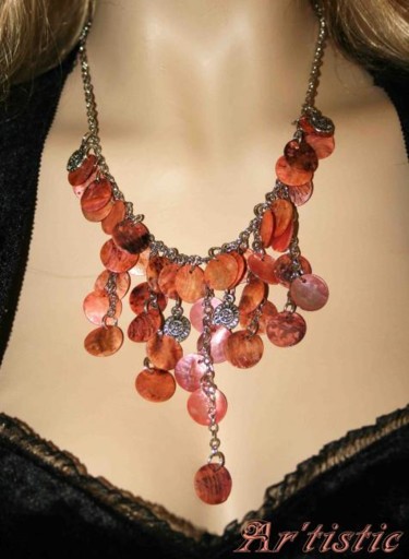 Artcraft titled "Collier (nacre rose)" by Ar'Tistic, Original Artwork, Jewelry