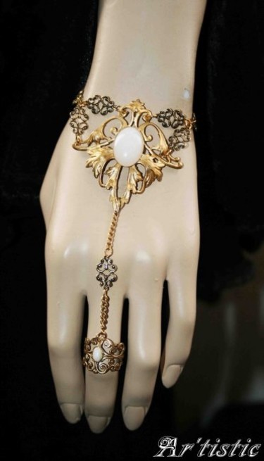 Artisanat intitulée "Bracelet Bague doré…" par Ar'Tistic, Œuvre d'art originale, Bijoux