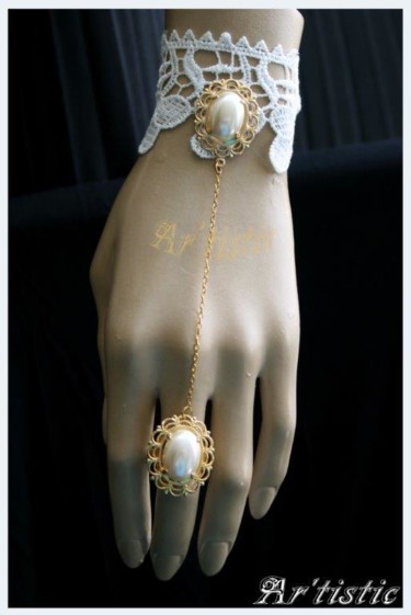 Artisanat intitulée "Bracelet-bague dent…" par Ar'Tistic, Œuvre d'art originale, Bijoux