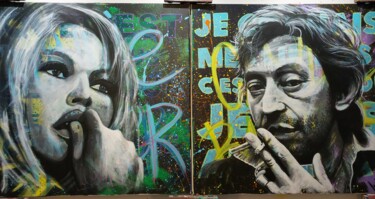 Malarstwo zatytułowany „Gainsbourg et Bardot” autorstwa Artistikthanh, Oryginalna praca, Akryl