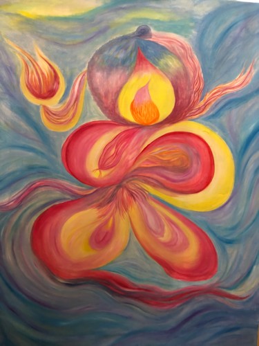 Peinture intitulée "The flower of energy" par Anna Kruger, Œuvre d'art originale