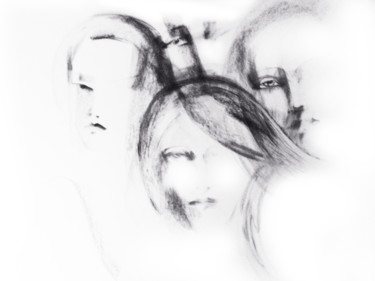 Dibujo titulada "Women heads" por Marin, Obra de arte original, Pastel