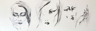 Drawing titled "Faces" by Marin, Original Artwork, Oil
