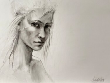 Drawing titled "I see you" by Marin, Original Artwork, Pastel Mounted on Wood Stretcher frame