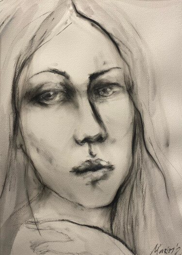 Рисунок под названием "Face 11" - Marin, Подлинное произведение искусства, Пастель