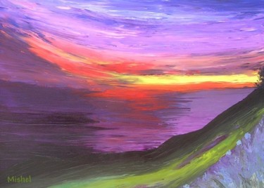 Painting titled "Sunset / 36" by Mishel Vanderten, Original Artwork, Oil