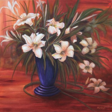 Painting titled "After Noon Lilies" by Mishel Vanderten, Original Artwork
