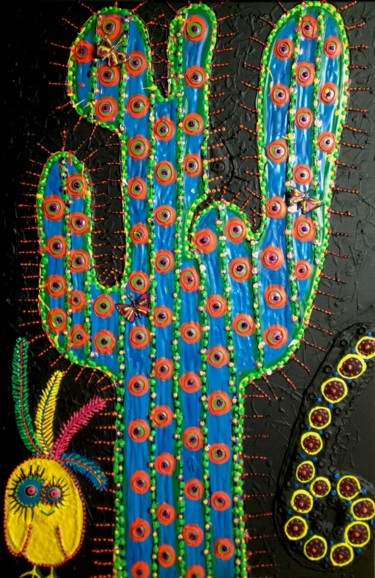 Peinture intitulée "Cactus" par Nine, Œuvre d'art originale, Acrylique