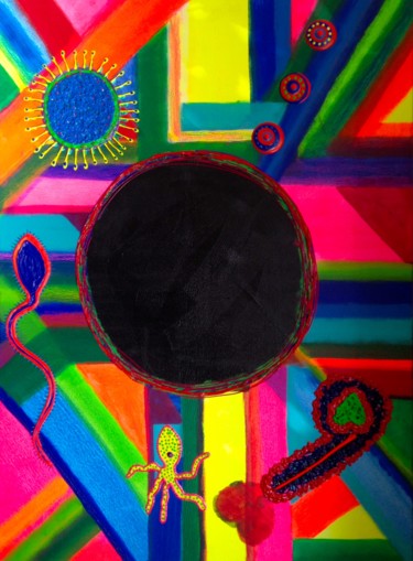 Peinture intitulée "Big Bang" par Nine, Œuvre d'art originale, Acrylique