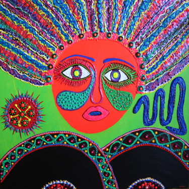 Peinture intitulée "Mama Brésilienne" par Nine, Œuvre d'art originale, Acrylique