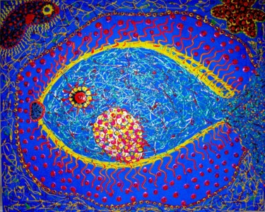 Painting titled "Bleu Electrique" by Nine, Original Artwork, Acrylic