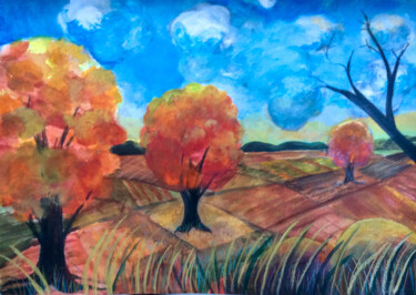 Painting titled "Autumn’s Arrival" by Artistry By Ajanta, Original Artwork, Watercolor