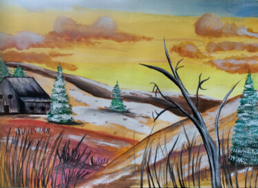 Malerei mit dem Titel "Winter" von Artistry By Ajanta, Original-Kunstwerk, Aquarell