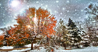 Photography titled "A Snowy Holiday Gre…" by Artistry By Ajanta, Original Artwork, Digital Photography