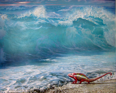 Painting titled "wave" by Sergey And  Vera, Original Artwork, Oil