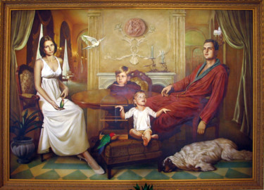 Картина под названием "Portrait" - Sergey And  Vera, Подлинное произведение искусства, Масло Установлен на Деревянная рама д…
