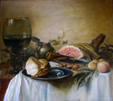 Painting titled "Pieter Claesz  stil…" by Sergey And  Vera, Original Artwork, Oil