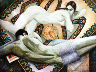 Pintura intitulada "Man and woman" por Sergey And  Vera, Obras de arte originais, Óleo