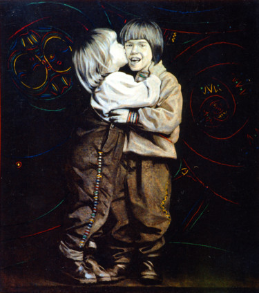 Malerei mit dem Titel "Kiss" von Sergey And  Vera, Original-Kunstwerk, Öl