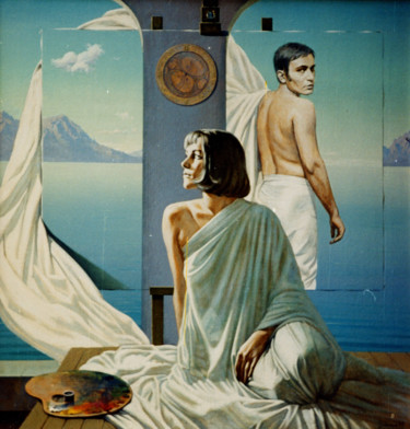 Malerei mit dem Titel "Artist and model" von Sergey And  Vera, Original-Kunstwerk, Öl