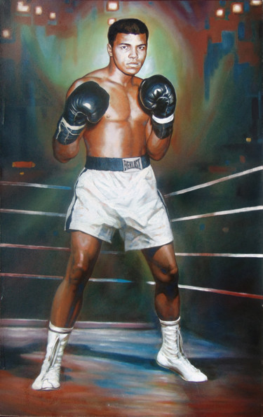 Malerei mit dem Titel "Muhammad Ali" von Sergey And  Vera, Original-Kunstwerk, Öl