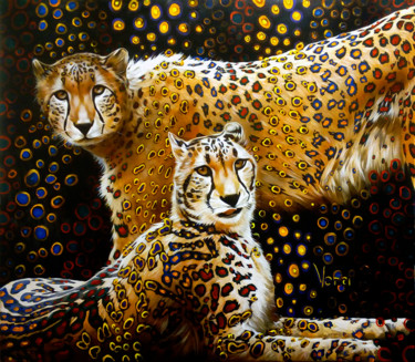 Painting titled "Nyasha and Peach" by Sergey And  Vera, Original Artwork, Oil