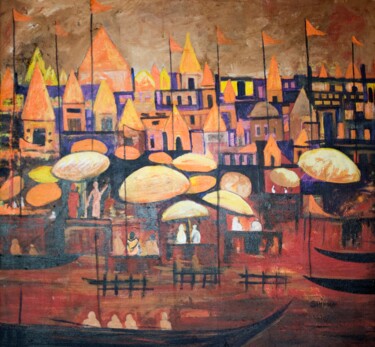 Malarstwo zatytułowany „Banaras Abstract” autorstwa Shikha Agnihotri Pandey, Oryginalna praca, Akryl