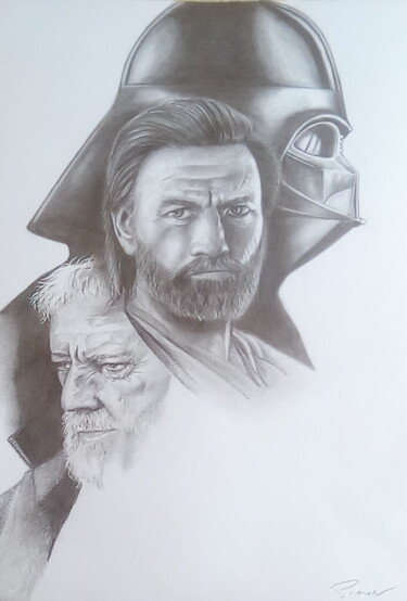 제목이 "Obi Wan Kenobi art…"인 그림 E Simon로, 원작, 숯