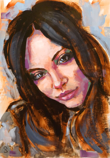 Painting titled ""Helen" face girl p…" by Olga Sokolova, Original Artwork, Oil
