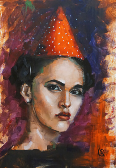Painting titled ""Birthday" girl's f…" by Olga Sokolova, Original Artwork, Oil
