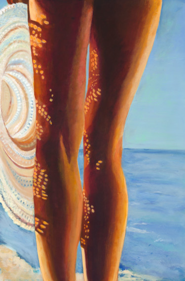 Malerei mit dem Titel "Beachwalker" von Vasu Tolia, Original-Kunstwerk, Acryl