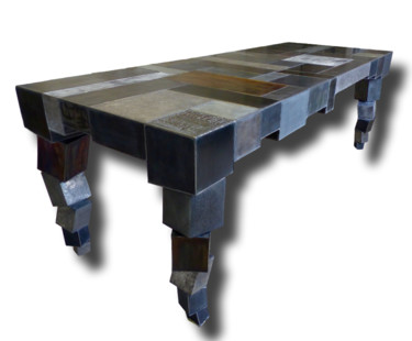 Design intitulée "TABLE CUBES Zinc pa…" par Thierry Emond, Œuvre d'art originale
