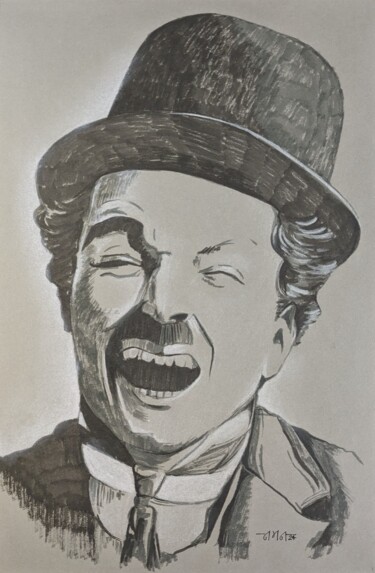 Desenho intitulada "A Chaplin Portrait" por Artizennamy, Obras de arte originais, Marcador