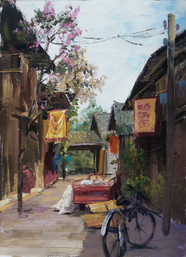 Pittura intitolato "gouache painting pr…" da Tao Jia, Opera d'arte originale