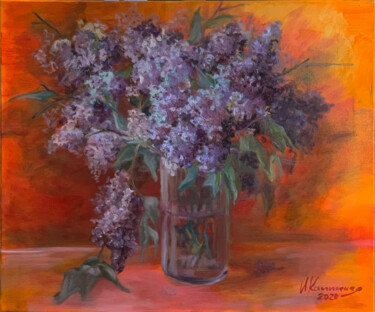 Peinture intitulée "Fiery lilac." par Artkaminskaya, Œuvre d'art originale, Huile Monté sur Châssis en bois