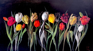 Pintura intitulada "Flowers are like pe…" por Artkaminskaya, Obras de arte originais, Óleo