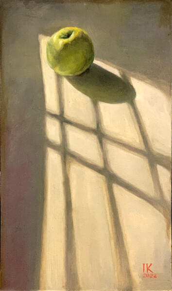 Schilderij getiteld "An apple." door Artkaminskaya, Origineel Kunstwerk, Olie