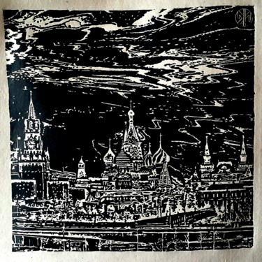 Отпечатки и Гравюры под названием "Moscow. pandemic 20…" - Ivan Kelarev, Подлинное произведение искусства, Линогравюры