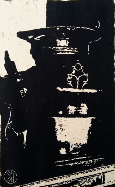 Printmaking titled "Samovar in the kitc…" by Ivan Kelarev, Original Artwork, Linocuts